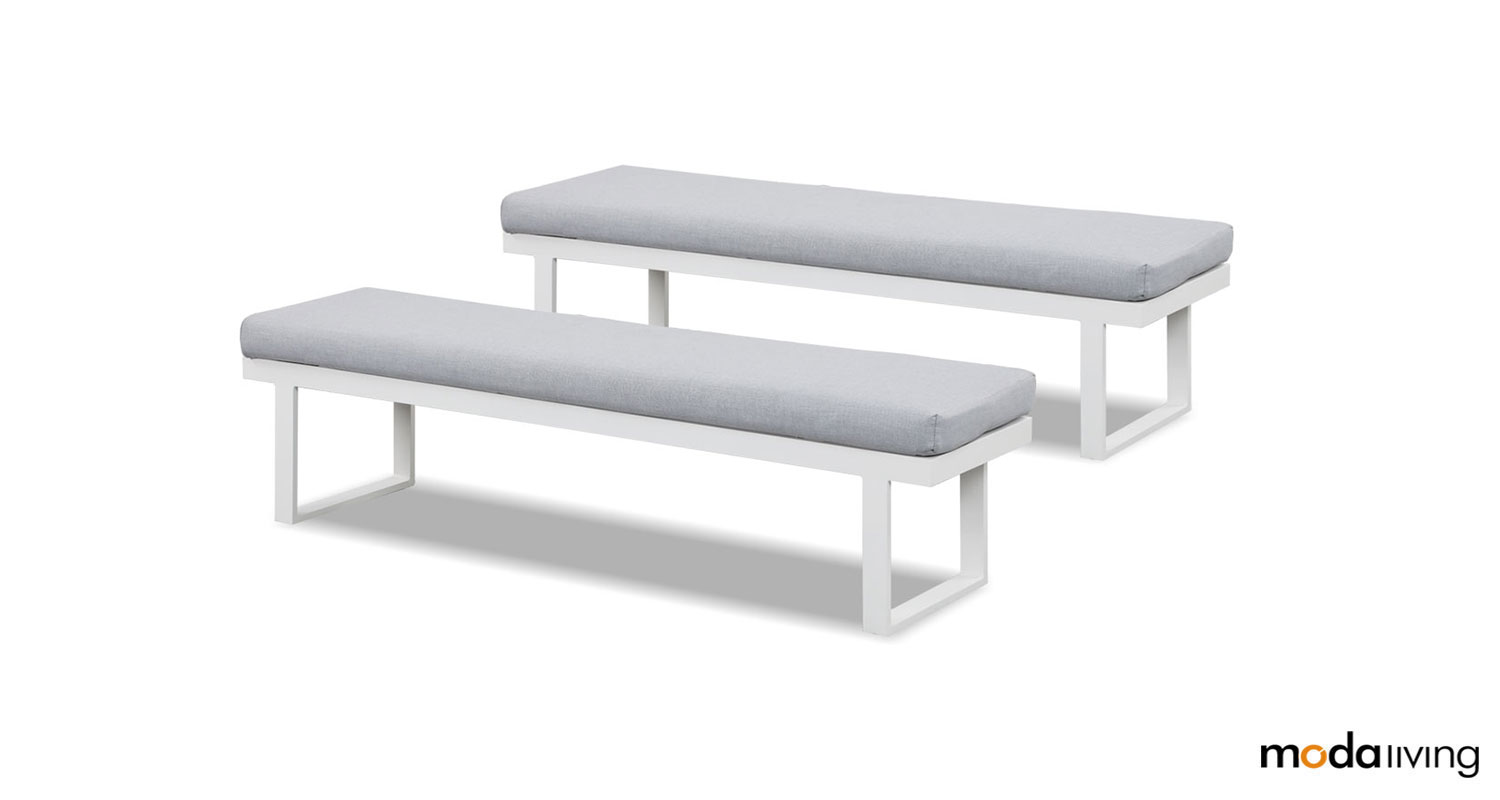 White outdoor bench seats hotsell